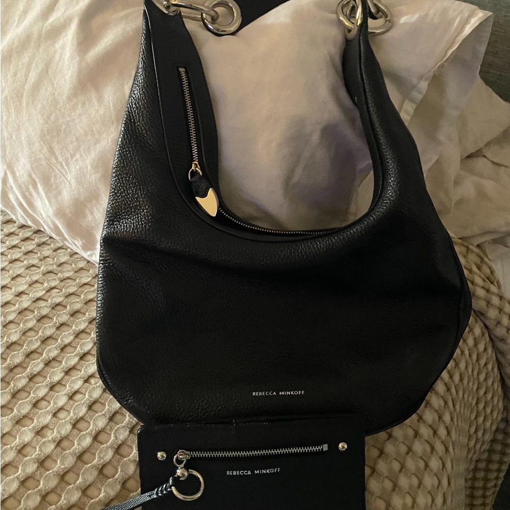 Rebecca Minkoff Black Hobo Bag with Silver Accents